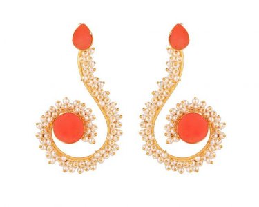 Indian Bollywood Faux Pearls Long Dangle Drop Earrings Jewelry Set