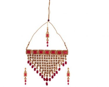 Indian Bollywood Crystal Choker Necklace Maang Tikka Earrings Jewelry