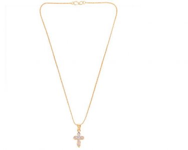 Indian CZ Cross Pendant Chain Necklace CZ Jewelry for Women Men