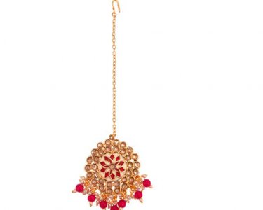 Indian Bollywood Maang Tikka Crystal Kundan Pearl Bridal Jewelry