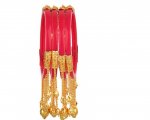 Indian Bollywood Style Acrylic Handmade Golden Tassel Charm Bangle Set