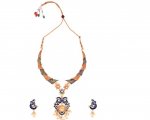 Indian Bollywood Enamel Kundan Crystal Choker Necklace Earrings Set