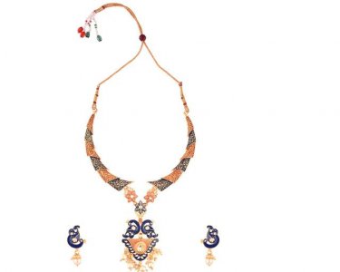 Indian Bollywood Enamel Kundan Crystal Choker Necklace Earrings Set