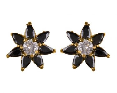 Indian Bollywood Gold Plated Floral CZ Stud Earring Jewelry for Women