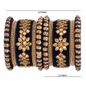 Indian CZ Crystal Kundan Bridal Silk Thread Velvet Bangle for Women