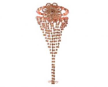 Indian Fashion Crystal Hand Chain Bracelet with Finger Ring for Women