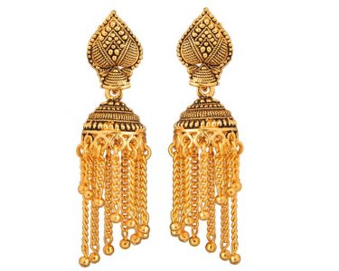 Indian Oxidized Boho Vintage Ethnic Tassel Jhumka Dangle Earrings Set