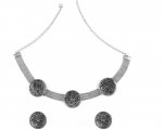Indian Oxidized Boho Vintage Choker Necklace Earrings Jewelry Set