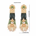 Indian Bollywood Faux Stone Kundan Pearl Tassels Dangle Earrings Set