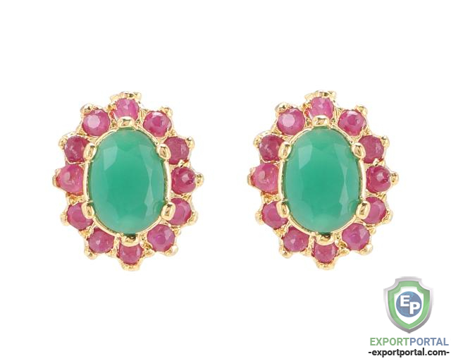 Indian Bollywood Designer Gold Plated CZ Stud Earrings for Women