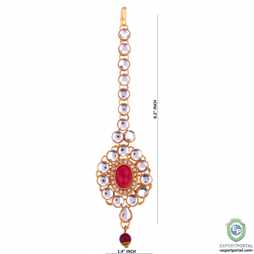 Indian Bollywood Maang Tikka Crystal Kundan Hair Accessories Jewelry:  Product Details - Export Portal