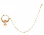 Indian Bollywood Bridal Nose Ring Hoop Pin with Pearl Chain Jewelry