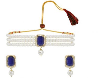 Indian Bollywood Crystal Choker Necklace Earrings Wedding Jewelry Set