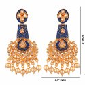 Indian Bollywood Faux Pearl Crystal Kundan Dangle Chandelier Earrings