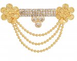Indian Crystal Brooch Pin with Chain Tassels Lapel Pin Bridal Jewelry