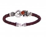 Indian Oxidized Boho Vintage Shiv Trishul Leather Bracelet for Men