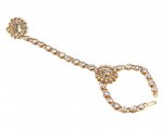 Indian Bollywood Crystal Kundan Finger Ring Link Chain Bridal Bracelet