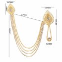 Indian Bollywood Crystal Brooch Pin with Chain Tassels Breastpin