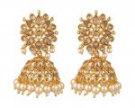 Indian Bollywood Faux Pearl Crystal Kundan Jhumka Dangle Earrings Set