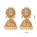Indian Bollywood Faux Pearl Crystal Kundan Jhumka Dangle Earrings Set
