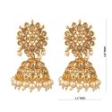 Indian Bollywood Faux Pearl Crystal Kundan Jhumka Dangle Earrings Set