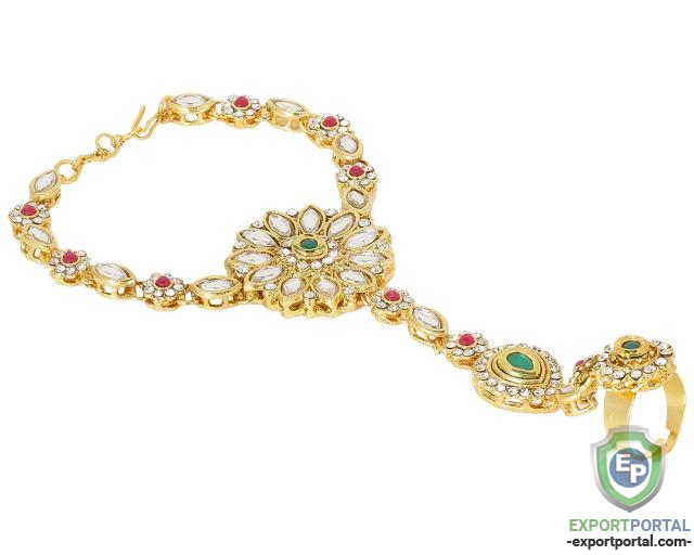 Jewel Pari Women's Crystal Kundan Finger Ring Link Chain Bracelet :  Amazon.in: Fashion