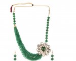 Indian Fashion Faux Pearl Crystal Floral Necklace Earrings Jewelry Set