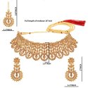 Indian Crystal Choker Necklace Earrings Maang Tikka Bridal Jewelry Set