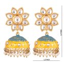 Indian Jewelry Bollywood Antique Crystal Kundan Jhumka Earrings Set