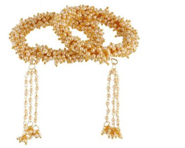 Indian Handmade Pearl Beaded Bracelet Bangle Jewelry Set for Women