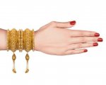 Indian Boho Vintage Oxidized Gold Plated Crystal Tassel Bangle Set