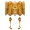 Indian Boho Vintage Oxidized Gold Plated Crystal Tassel Bangle Set