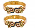 Fashion Jewelry Indian Bollywood Faux Pearl Kundan Peacock Bangle Set