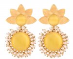 Indian Faux Stone Crystal Floral Dangle Drop Earrings for Women