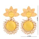 Indian Faux Stone Crystal Floral Dangle Drop Earrings for Women