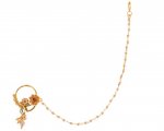 Indian Bollywood Crystal Nose Ring Hoop Pin with Pearl Chain Jewelry