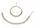 Indian Bollywood Gold Plated Faux Pearl Anklet Pair Payal Foot Jewelry