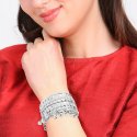 Boho Vintage Indian Oxidized Silver Charm Open Cuff Bracelet Jewelry
