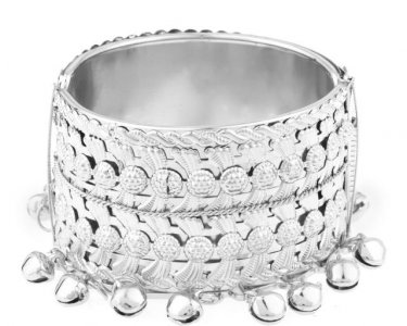 Boho Vintage Indian Oxidized Silver Charm Open Cuff Bracelet Jewelry