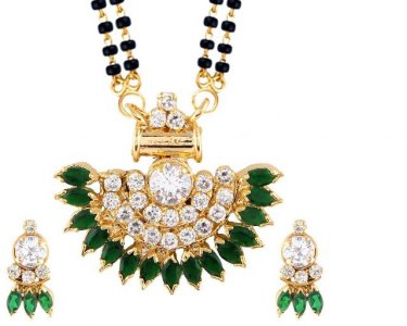 Indian Traditional Gold Plated CZ Mangalsutra Pendant Necklace Jewelry