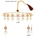Indian Jewelry CZ Crystal Faux Pearl Choker Necklace Earrings Set