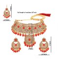 Indian Bollywood Crystal Choker Necklace Earrings Maang Tikka Jewelry