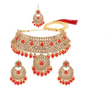 Indian Bollywood Crystal Choker Necklace Earrings Maang Tikka Jewelry
