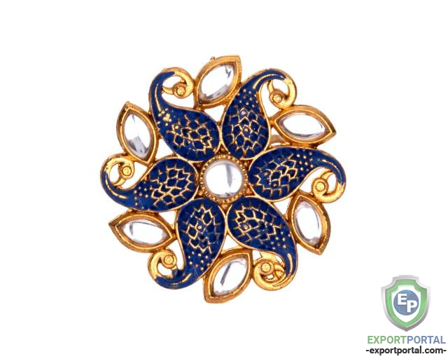 Indian Bollywood Floral Crystal Kundan Meenakari Adjustable Ring