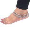 Indian Silver Tone Bell Charms Tassel Chain Anklet Payal Foot Jewelry