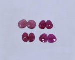 Ruby Glass Filled Mix Rose Cut Slices Faceted (4 Pairs)