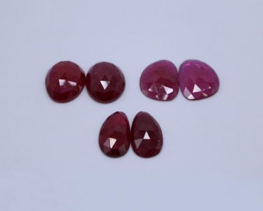 Ruby Glass Filled Mix Rose Cut Slices Faceted (3 Pairs)