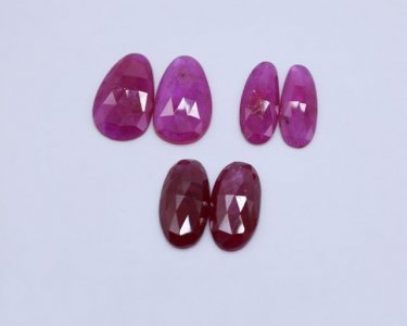 Ruby Glass Filled Mix Rose Cut Slice Faceted (3 Pairs)