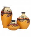 Festive Gifts Hand-Painted Clay Home Decoration Pots set of 3