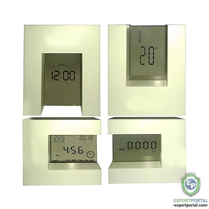 U Shape Clock Date Temperature KADIO - Screen Rotation - White